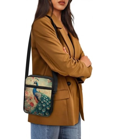 Messenger Bag for Women Crossbody Cell Phone Purse Small Shoulder Pouch for Outdoor Elegant Peacock $12.15 Crossbody Bags