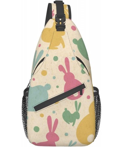 Colorful Rabbit Polka Dots Crossbody Sling Bag for Men Women Sling Backpack Shoulder Bag Casual Hiking Daypack Chest Bag for ...