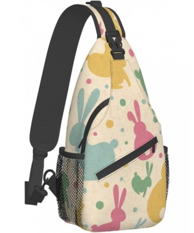 Colorful Rabbit Polka Dots Crossbody Sling Bag for Men Women Sling Backpack Shoulder Bag Casual Hiking Daypack Chest Bag for ...