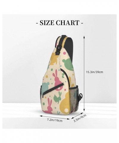 Colorful Rabbit Polka Dots Crossbody Sling Bag for Men Women Sling Backpack Shoulder Bag Casual Hiking Daypack Chest Bag for ...