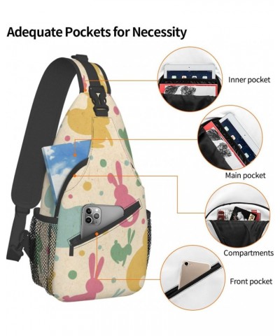 Colorful Rabbit Polka Dots Crossbody Sling Bag for Men Women Sling Backpack Shoulder Bag Casual Hiking Daypack Chest Bag for ...