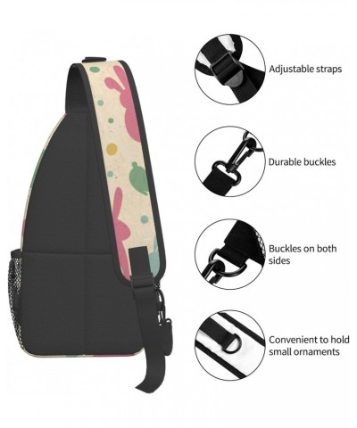 Colorful Rabbit Polka Dots Crossbody Sling Bag for Men Women Sling Backpack Shoulder Bag Casual Hiking Daypack Chest Bag for ...