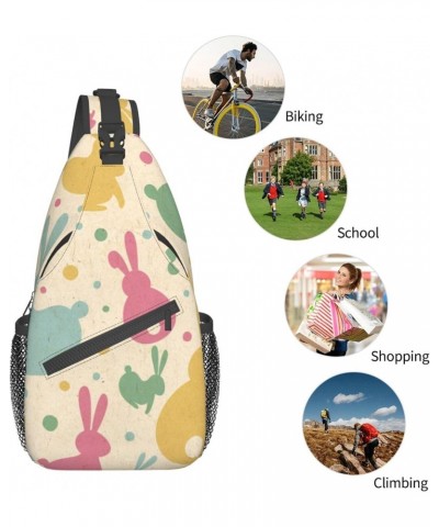 Colorful Rabbit Polka Dots Crossbody Sling Bag for Men Women Sling Backpack Shoulder Bag Casual Hiking Daypack Chest Bag for ...