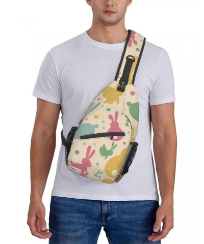 Colorful Rabbit Polka Dots Crossbody Sling Bag for Men Women Sling Backpack Shoulder Bag Casual Hiking Daypack Chest Bag for ...