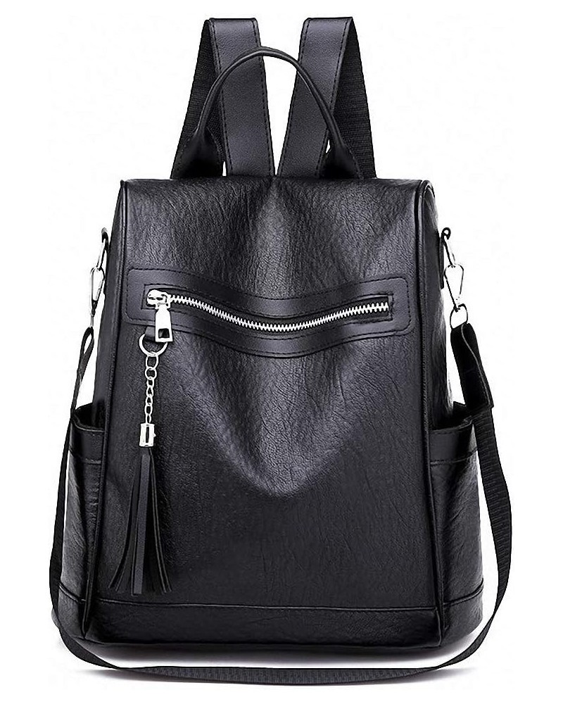 Zipper Backpack Women Travel Bag Shoulder PU Leather Solid Rucksack Bolso Brown Backpack Black Backpack $17.85 Backpacks