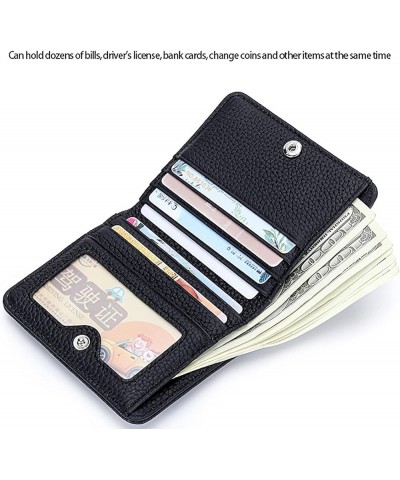 Leather Women's Wallets with RFID Blocking,Short Fashion Motorbike Wallet Multi-Card Slots Large-Capacity Half-fold Lady's Sm...