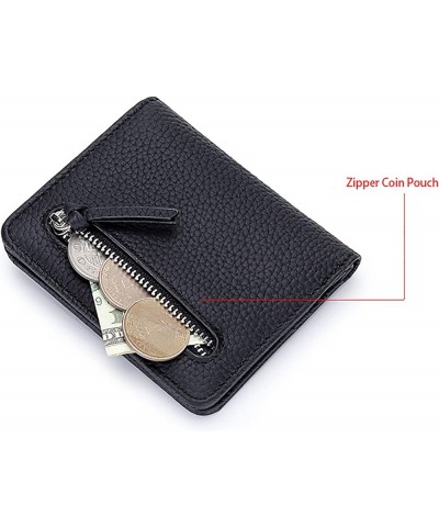 Leather Women's Wallets with RFID Blocking,Short Fashion Motorbike Wallet Multi-Card Slots Large-Capacity Half-fold Lady's Sm...