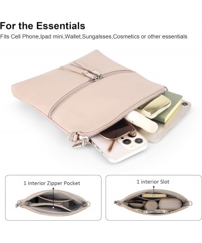 Genuine Leather Small Crossbody Bags for Women lightweight Cross Body Bag Purses with Outside Pocket B01 Nude $22.19 Crossbod...