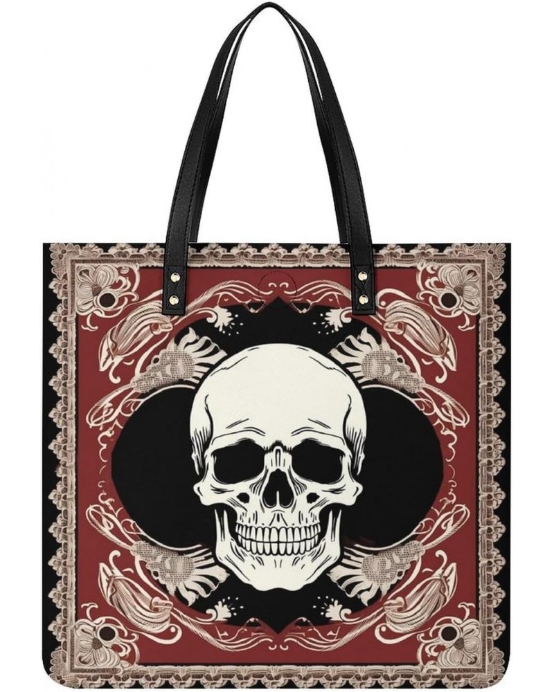 Skulls Cashew Flowers Handbag Large Capacity Top-Handle Bag Ladies Shoulder Totes $21.08 Totes