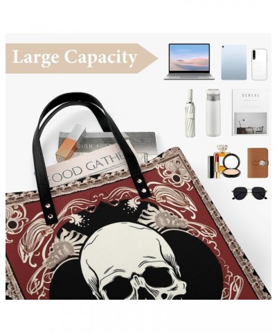 Skulls Cashew Flowers Handbag Large Capacity Top-Handle Bag Ladies Shoulder Totes $21.08 Totes