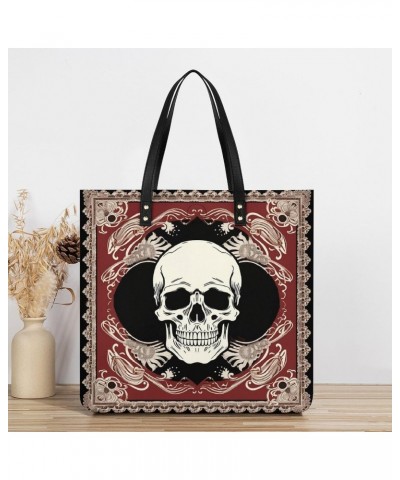 Skulls Cashew Flowers Handbag Large Capacity Top-Handle Bag Ladies Shoulder Totes $21.08 Totes