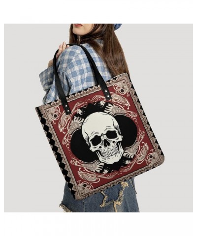 Skulls Cashew Flowers Handbag Large Capacity Top-Handle Bag Ladies Shoulder Totes $21.08 Totes