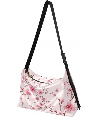 Pink Cherry Blossom Flowers Floral Womens Tote Bag Leather Shoulder Bag For Women Men Large Hobo Cross Body Bags Handbag $17....