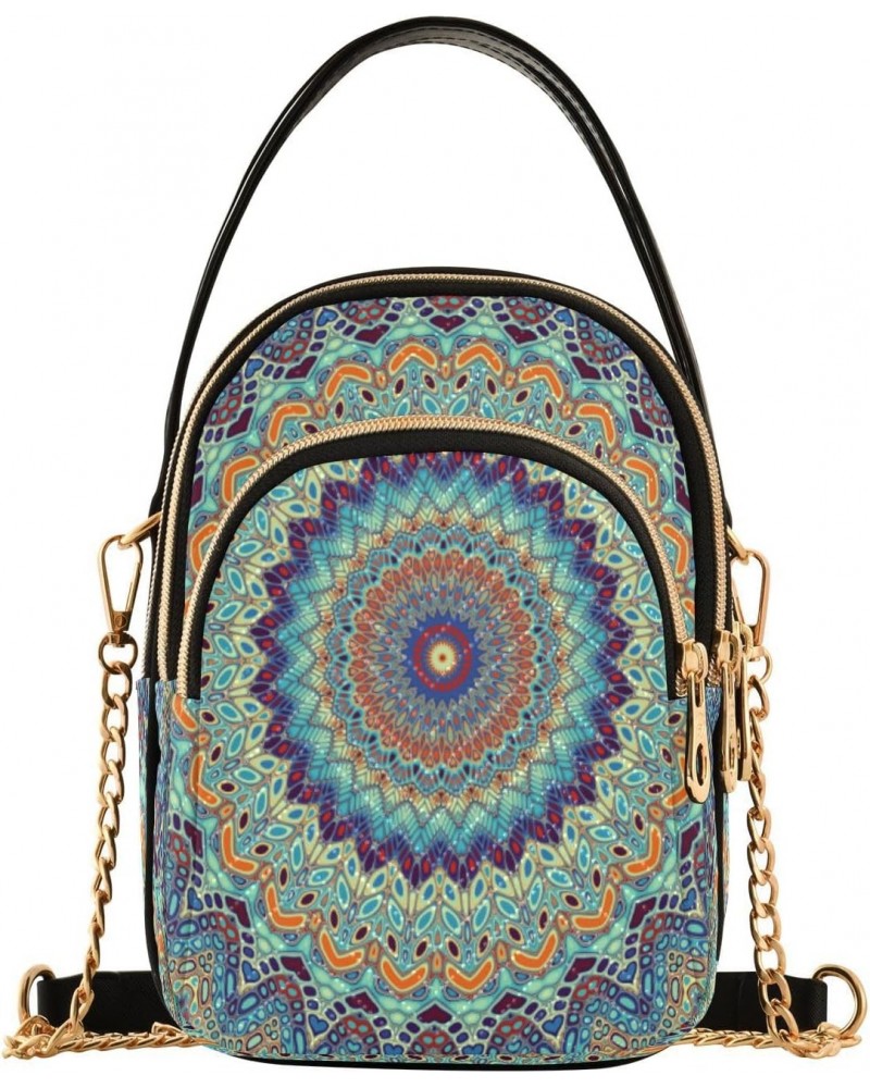 Quilted Crossbody Bags for Women,Mandala Women's Crossbody Handbags Small Travel Purses Phone Bag $9.46 Crossbody Bags