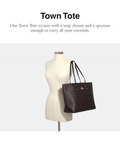 Womens Signature Town Tote Brown Black $85.50 Shoulder Bags