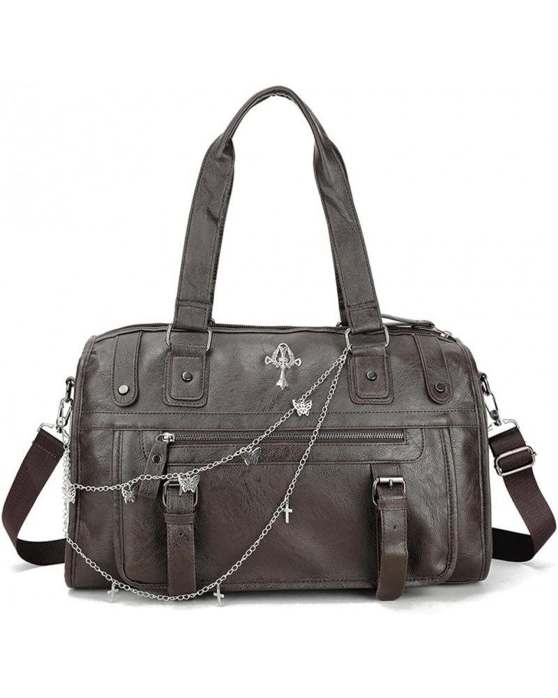 Women Top-handle Handbag and Purse Tote Satchel Faux Leather Chain Shoulder Bags-Coffee Coffee $35.75 Totes