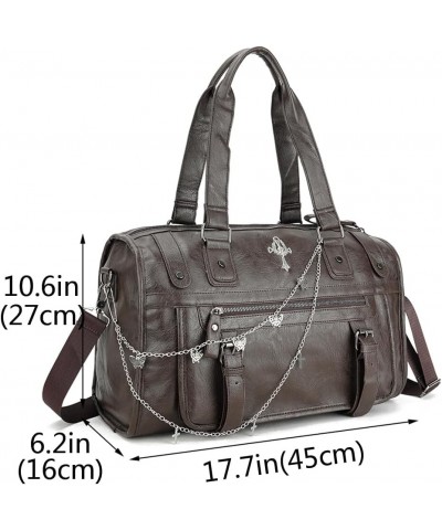 Women Top-handle Handbag and Purse Tote Satchel Faux Leather Chain Shoulder Bags-Coffee Coffee $35.75 Totes