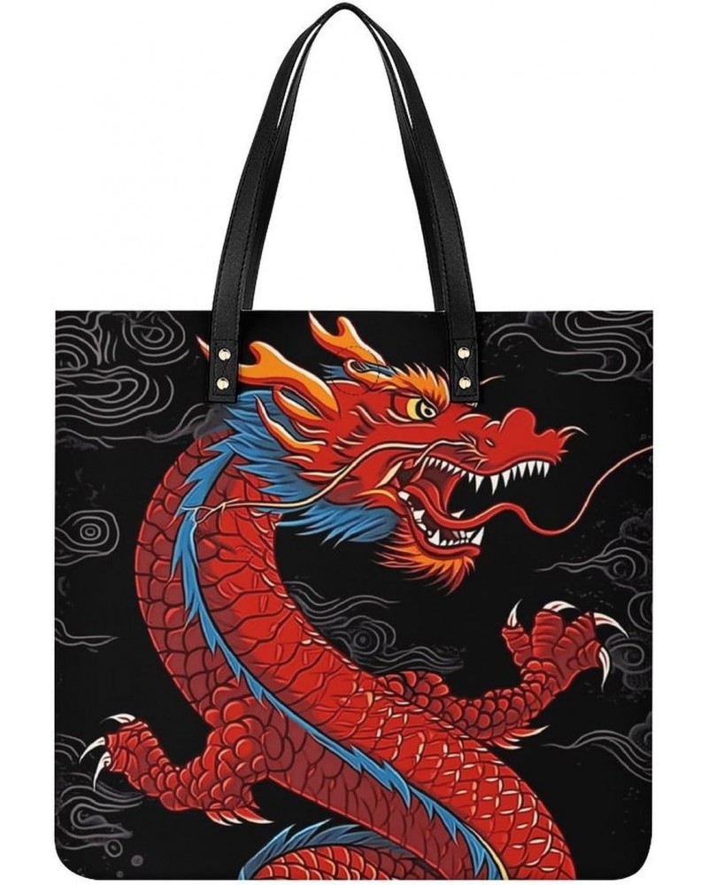 Dragon Handbag Large Capacity Top-Handle Bag Ladies Shoulder Totes $18.13 Totes