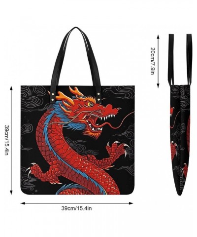 Dragon Handbag Large Capacity Top-Handle Bag Ladies Shoulder Totes $18.13 Totes