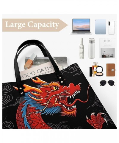 Dragon Handbag Large Capacity Top-Handle Bag Ladies Shoulder Totes $18.13 Totes