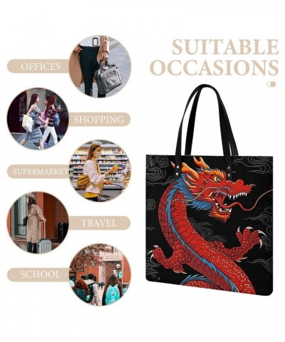 Dragon Handbag Large Capacity Top-Handle Bag Ladies Shoulder Totes $18.13 Totes