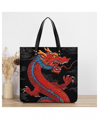 Dragon Handbag Large Capacity Top-Handle Bag Ladies Shoulder Totes $18.13 Totes