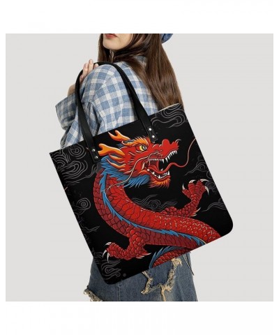 Dragon Handbag Large Capacity Top-Handle Bag Ladies Shoulder Totes $18.13 Totes