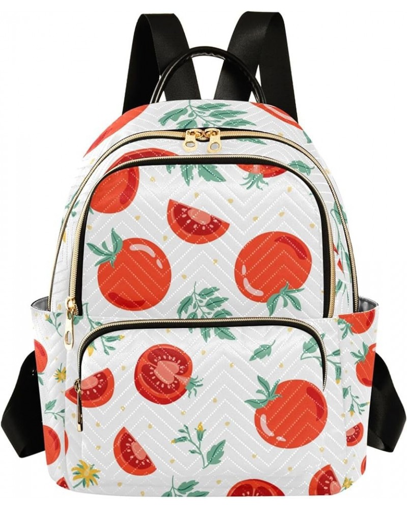 Red Tomato Flowers Backpack for Women, Anti Theft Backpack Lightweight Small Travel Backpack Shoulder Bag Mini(10.23'' x 5.11...