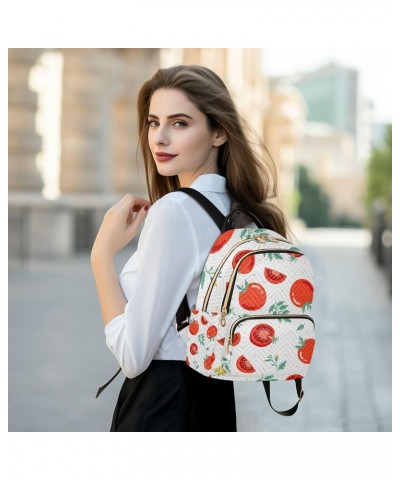 Red Tomato Flowers Backpack for Women, Anti Theft Backpack Lightweight Small Travel Backpack Shoulder Bag Mini(10.23'' x 5.11...