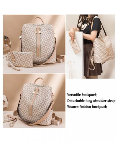 2 PCS Women Fashion Travelling Backpack Pu Vegan Leather Rucksack Purse Shoulder Bag for Young Ladies Work Travel White $17.2...