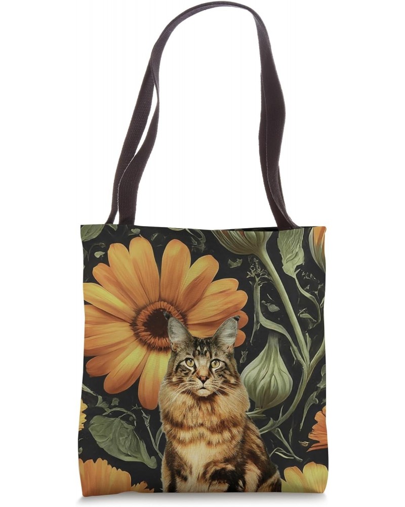 Maine Coon Cat Calendula Orange Pacific Beauty Summer Tote Bag $14.84 Totes