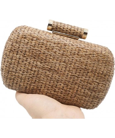 Straw Clutch Purse for Women Evening Handbags Party Wedding Summer Beach Bag Khaki $12.40 Evening Bags