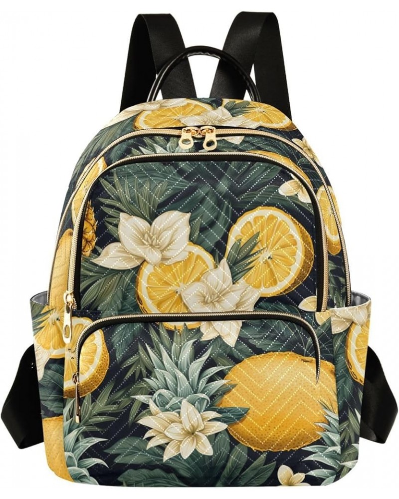 Lemon Flowers Pineapple Women's Backpack Purse Causal Daypack Work Travel College Business Trip Bag Shoulder Bag Medium $20.1...