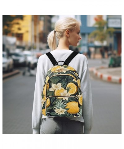 Lemon Flowers Pineapple Women's Backpack Purse Causal Daypack Work Travel College Business Trip Bag Shoulder Bag Medium $20.1...