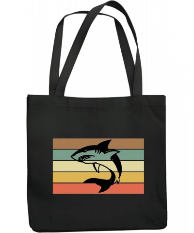 Gift Idea for Retro Shark Lovers Neon Sign Home Decor for Men Women Navy Black Multicolor Canvas Tote Bag $20.05 Totes