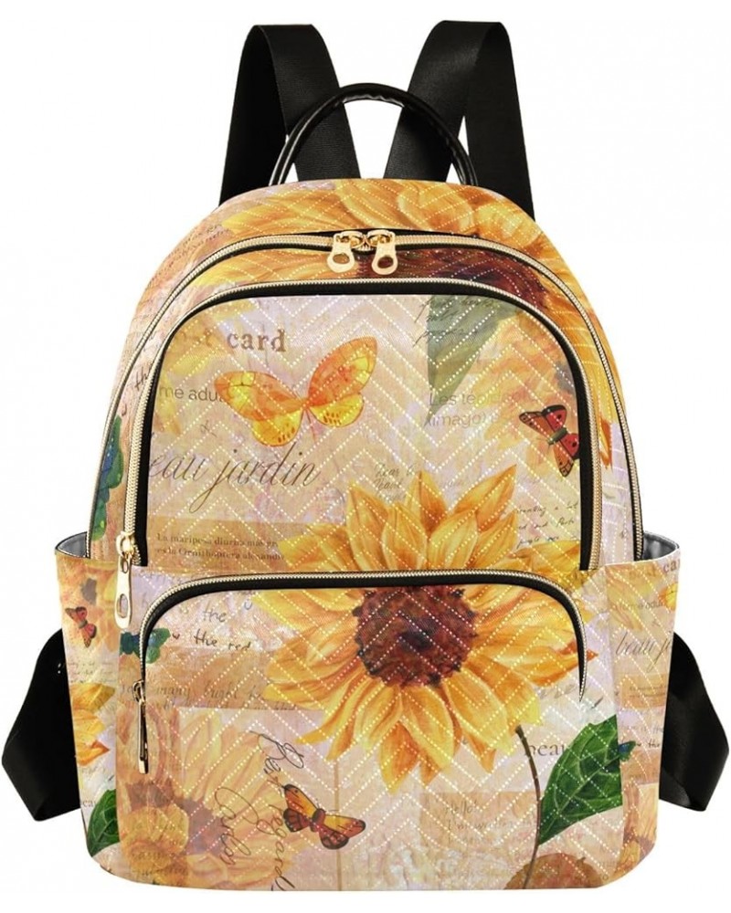 Small Backpack Purse for Women, Vintage Sunflower and Butterfly Travel Bag Casual Daypack Shoulder Bag Medium $14.76 Backpacks