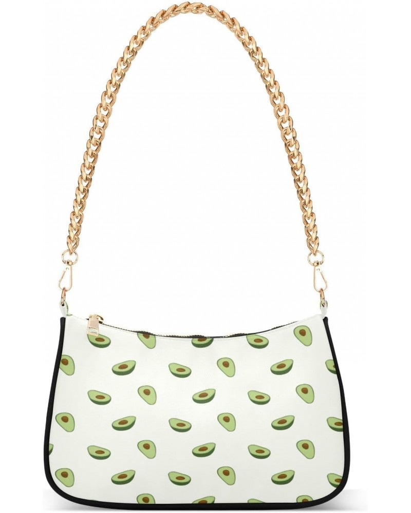 Cartoon Avocado Fruit Small Chain Shoulder Bag for Women Travel Hobo Tote Handbag Clutch Purse with Zipper $15.59 Totes