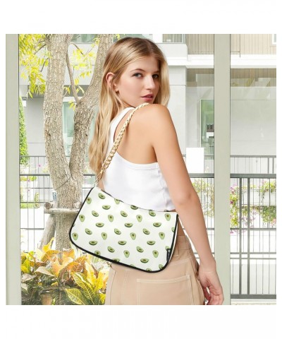 Cartoon Avocado Fruit Small Chain Shoulder Bag for Women Travel Hobo Tote Handbag Clutch Purse with Zipper $15.59 Totes