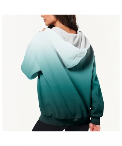 Womens Hoodies Zip Up Drawstring Sweatshirts Long Sleeve Oversized Y2k Clothes Casual Loose Jackets with Pockets 4-cyan $10.6...