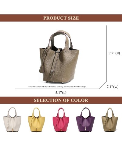 Genuine Leather Small Bucket Bags for Women Fashion Gold Lock Design Handbags Purse Ladies Daily Casual Work Satchel Pink $47...