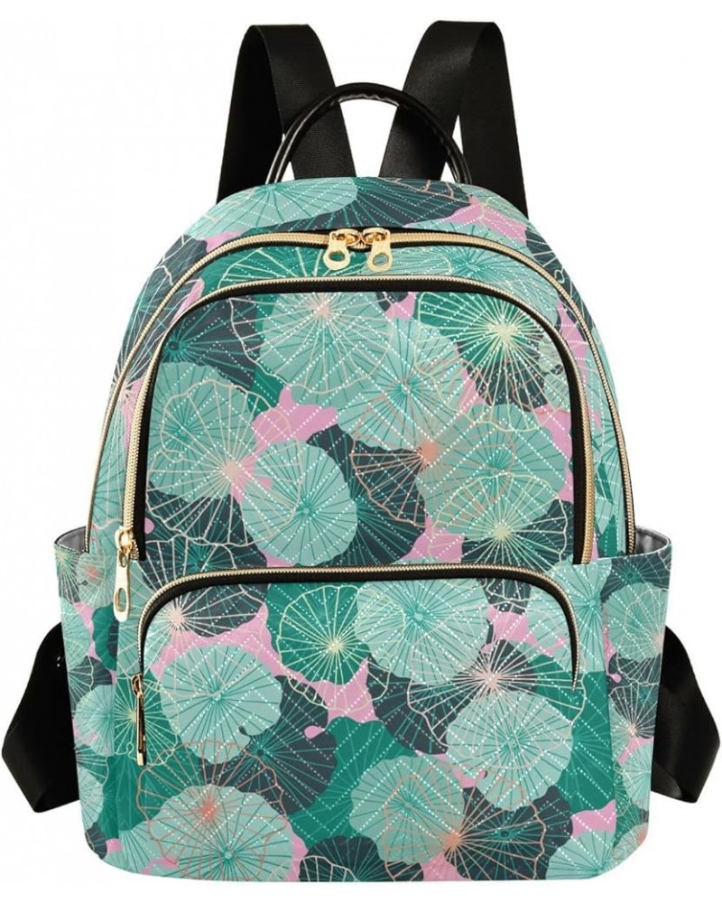 Women Backpack Water Lily Leaves Anti-Theft Travel Backpack with Luggage Belt Durable Lightweight Handbag Lady Purse Roomy Do...