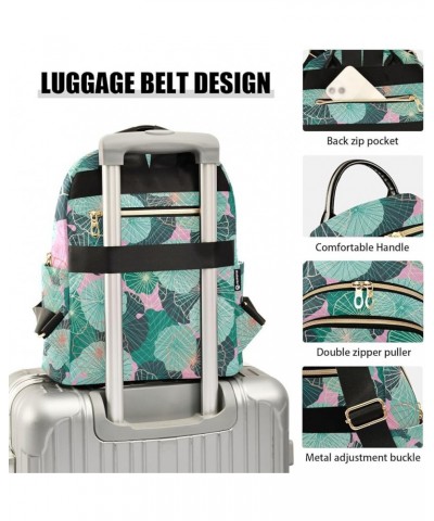 Women Backpack Water Lily Leaves Anti-Theft Travel Backpack with Luggage Belt Durable Lightweight Handbag Lady Purse Roomy Do...