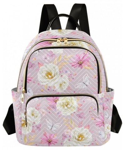 Daisy Floral Backpacks Women with Compartments, Womens Small Backpack Purse Fashional Gym Backpack for Women Butterfly Flower...