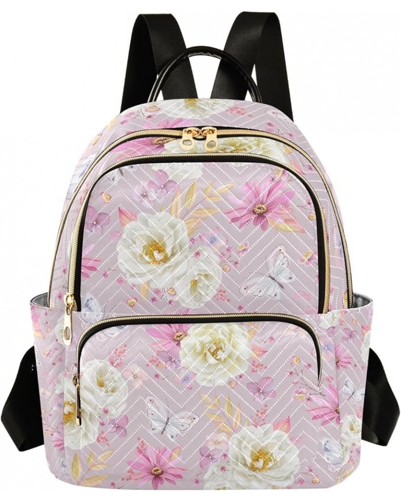 Daisy Floral Backpacks Women with Compartments, Womens Small Backpack Purse Fashional Gym Backpack for Women Butterfly Flower...