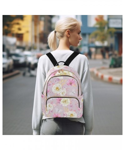 Daisy Floral Backpacks Women with Compartments, Womens Small Backpack Purse Fashional Gym Backpack for Women Butterfly Flower...