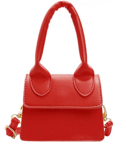 Children Simple Contrast Color Crossbody Shoulder Tote Bag Purse For Child Women Work Bag Red $7.00 Totes