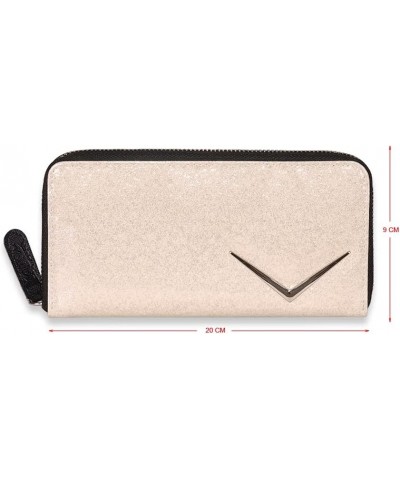 Vintage Sparkle Chevron Zip Around Clutch Wallet (White) White $14.11 Wallets