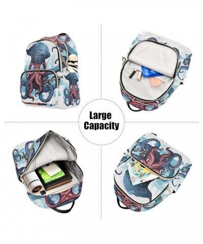 Quilted Backpack Hanukkah Cake Small Backpack for Women Travel Backpack with Luggage Strap Blue Red Cartoon Pirate Small $17....