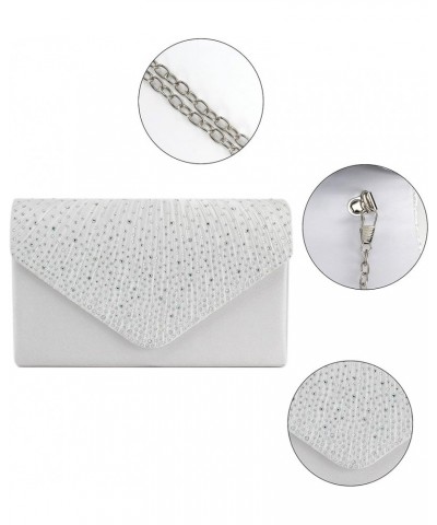 Evening Envelope Women Rhinestone Satin Clutch Purse Cocktail Wedding Party Bridal Handbag White $15.89 Evening Bags