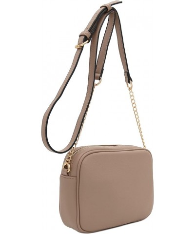 Chevron Quilted Crossbody Camera Bag with Chain Strap and Tassel Taupe $12.01 Crossbody Bags